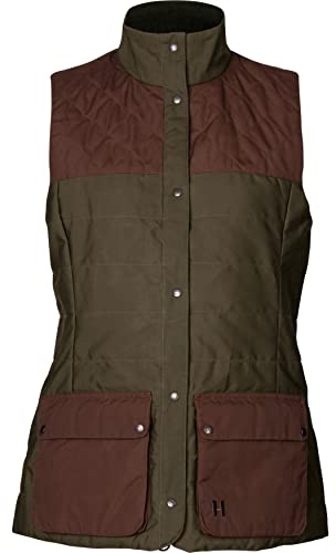 Härkila Retrieve Weste Damen – Robuste, gewachste Jagdweste mit Thermo Poly Shield™ Isolierung, wind- und wasserabweisend, große Fronttaschen, verstellbarer Saum – Dunkel Warm