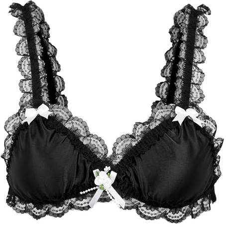 Satini Satinbralette Dam Spets Rosor Pärlor, Svart, S