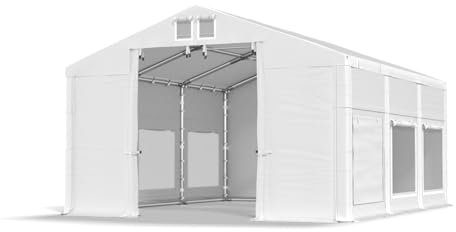 DAS COMPANY Partyzelt 5x6x2,5m Lagerzelt Universalzelt Pavillon mit Moskitonetz Zelt weiß Pavillon Zelt 560g/m² PVC Plane wasserdicht Gartenzelt Winter SD - Festzelt - Gartenpavillon - Gartenhaus
