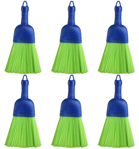 Domensi 6 Pcs Whisk Broom Poly Fiber Handheld Brush Hand Brush Outdoor Car Broom with Hang Hole for Cleaning Inddoor Porches Floors Decks Driveways Dirt Dust