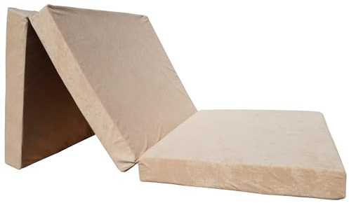 Natalia Spzoo - Faltmatratze 190 x 90 x 8 cm für einen erholsamen Schlaf wie auf Wolken – Klappmatratze mit abnehmbarem Bezug – 3-teilige klappbare Schlafmatte (1009 Beige)