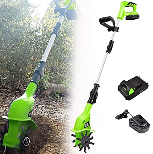 Motozappa da Giardino, motozappa elettrica Portatile a Batteria da 20 V, motozappa da Giardino con Batteria Ricaricabile e Caricabatterie da 4000 mAh, motozappa elettrica per colti