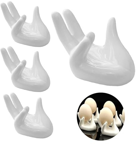 4 PCS Coquetiers en Ceramique，Porte-Œufs Pour Petit-Déjeuner，Tasse à Oeufs，Le Petit Déjeuner Coquetier Plateau，Ensemble de Coquetiers，Coquetier en Porcelaine Oeuf Support，pour Oeufs durs et Mous