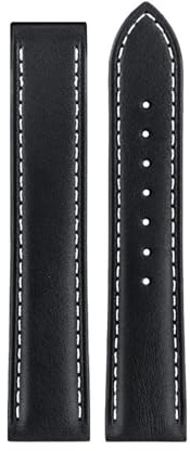 DKWOIS 19 mm 20 mm 21 mm italienisches Lederarmband kompatibel mit Omega Seamaster 300 150 Speedmaster 007 AT150 braunes Uhrenarmband mit Faltschließe(B Black-no bukcle,20mm)
