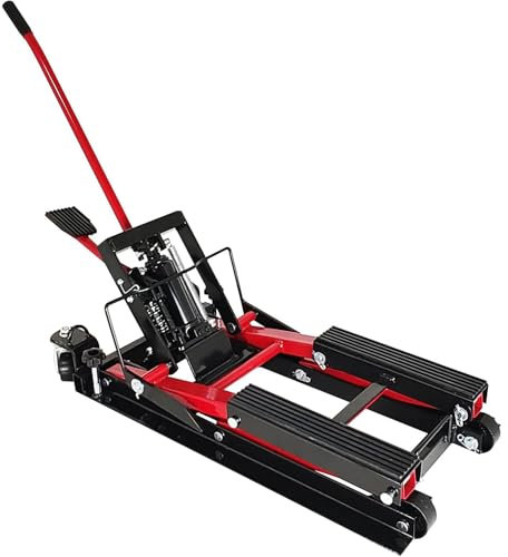 BESTXH A, Cric Hydraulique pour Moto, Capacité De 1 500 LB Table éLéVatrice pour Moto à Commande Au Pied, Cric éLéVateur à Ciseaux Portable pour VTT, Support éLéVateur avec Roues