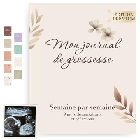 HuBorns - Journal de Grossesse pour Capturer Chaque Moment Hebdomadairement, Livre Grossesse Future Maman, Espace pour Photos et Ultrason et pour Préparer l'Accouchement