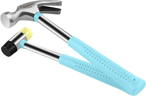 LOZAGU 8oz Hammer, 2-Piece Small Claw Hammer & Rubber Mallet Hammer Mini Hammer Set