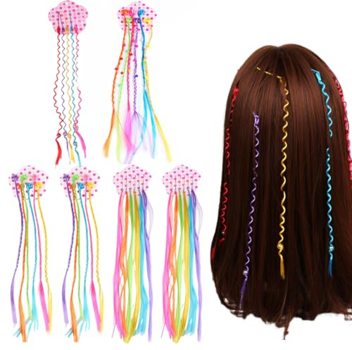 Extension Clip-in Capelli Lisci Colorati Estensioni per Bambini con Fermagli, 35 Pz Extension Capelli Colorati, Clip in Hair in Diverso Colori, Trecce Accessori Sintetico, per Ragazze Partito Festival