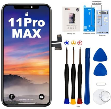 EFaith for iPhone 11 Pro Max Screen Replacement 6.5 inch Full HD LCD Display, 3D Touch Screen Digitizer Frame Assembly with Repair Tools Kit, Adhesive and Tempered Glass