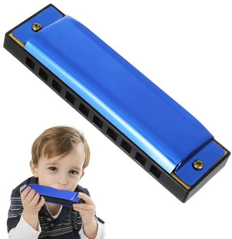 C-Key 10-Hole Blues Harmonica - Professional Mouth Organ for Adults and Beginners with 20 Tones (Blue)