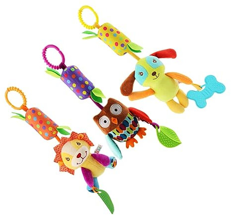 HAPINARY 3stücke Spielzeug Für Babyrasseln Rotierende Glocken Für Junge Mädchen Cartoon-tier- Für Kinderbett Hund Eule