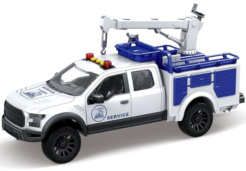 STOULKD Modelo de camioneta camioneta con kayak, juguete todoterreno en amarillo, vehículo de rescate con barco desmontable (transpaleta)