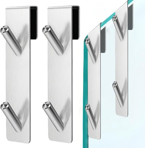 ChAusa 2 Pezzi Appendi Accappatoio Bagno Gancio Doccia Accappatoio Accessori Bagno Porta Asciugamani Bagno Accessori Doccia Senza Forare Gancio Doccia per Box Doccia Accappatoi e Asciugamani(Argento)