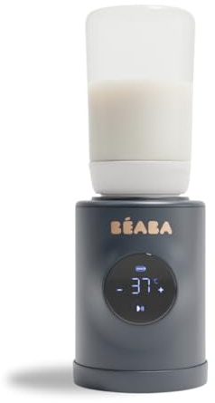 BÉABA - Milk Nomad - Scaldabiberon Nomad ultraveloce a batteria - Riscalda in -3 minuti, temperatura regolabile (21-49°C), miscelatore brevettato No-Scum, USB-C, compatto e compatibile con i biberon