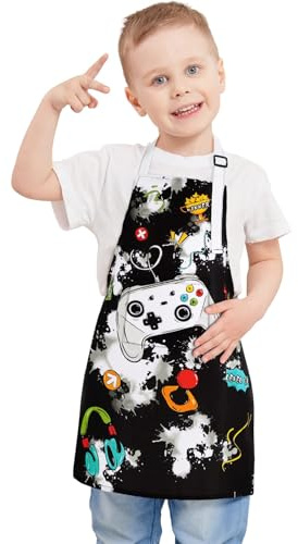 WERNNSAI Kinderschürze mit Verstellbarem Gurt und Tasche von 2-15 Jahren | Wasserdicht Malschürze für Kinder, Bastelschürze für Jungen Mädchen Küche SchürzenKochen Backen Malen