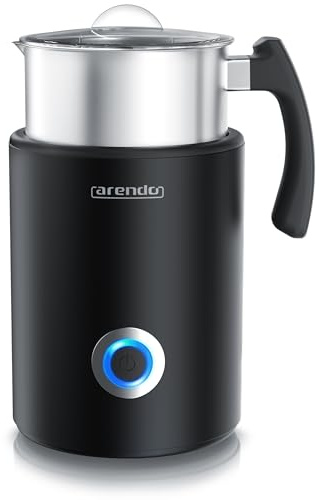 Arendo - Milchaufschäumer Induktion - elektrisch 500 W – 3 Programme – heiß und kalt aufschäumen – 250 ml Aufschäumen – 500 ml Erhitzen – Antihaftbeschichtung – Cappucino/Latte Macciato