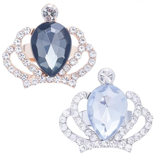 CABODYALS 2 pz Fermacravatta Da Uomo In Oro e Argento con Forma A Corona In Lega con Strass Anelli per Cravatta Cristalli Scintillantis Fermacravatta Accessori per Uomo Gioielli Da Sposa Regalo Cerimo