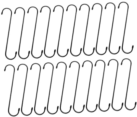 Cabilock 20 piezas Ganchos S de Hierro Negro Unidades Resistentes para Colgar Utensilios de Cocina Plantas y Accesorios Multiusos sin Herramientas Soporte Estable y Duradero