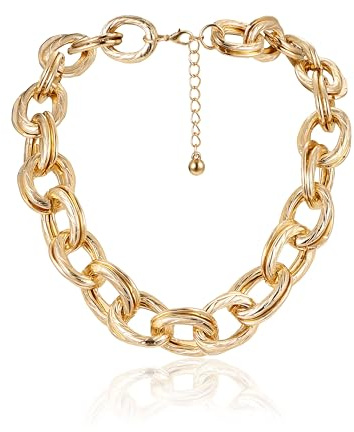 Sllaiss Statement Ketten Klobige Goldkette für Frauen Verstellbare | Hypoallergen Choker 14 Karat Vergoldet/Versilbert Trendige Klobige Kette Große kubanische Gliederkette Schmuck Punk Hip Hop