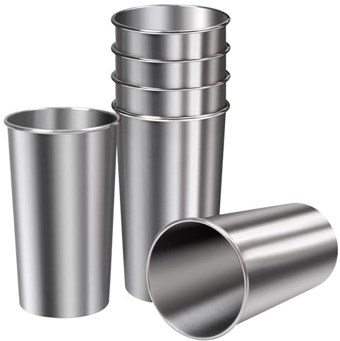 Générique Verres À Boire En Acier Inoxydable | 6 Pièces Tasses À Thé - Tasse de Voyage 600 millilitres, Verres à Boire Empilables pour l'hydratation, le café, le vin, en restaurant et à l'école