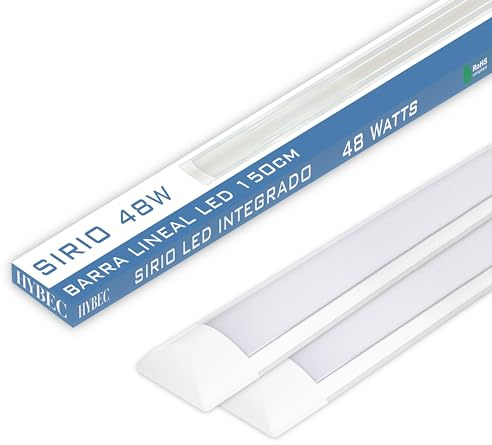 CLAR - Pantalla LED 150 cm, Luminaria LED 150 cm Techo, Regleta, Luz Cocina Techo, Luz Fría 4000ºK 48W (Pack 2)