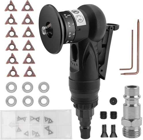 Mini Pneumatische Anfasmaschine 45° Pneumatisches Anfaswerkzeug Handheld Mini Pneumatische Fasenmaschine Luft-Anfaswerkzeug für Metall Holz Abschrägen Entgraten Trimmen (C&R Winkelklingen)