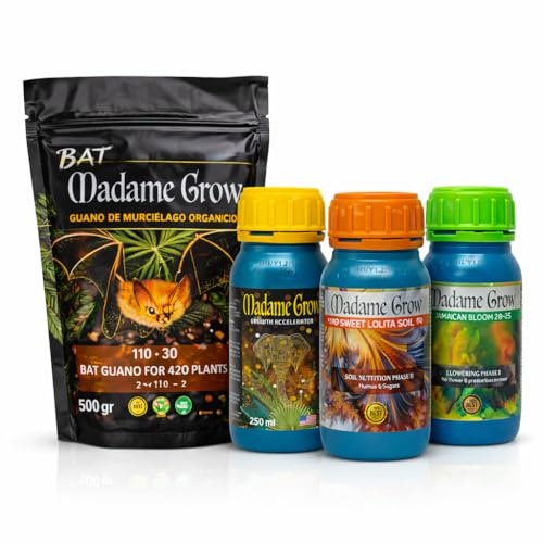 Kit Crecimiento Orgánico para Plantas – Guano de Murciélago 500g + Fertilizante Base Crecimiento | Abono Orgánico para Desarrollo Vegetativo, Mejora del Sustrato y Cultivo Interior y Exterior