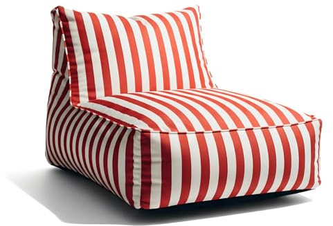 Gutekissen® Sitzsack Erwachsene XXL - Outdoor Sitzkissen Wetterfest - im Streifen-Design - bequemer Loungesessel für Terrasse, Balkon, Garten & Patio, UV-beständig - 72x102x65cm (Rot)