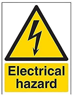 V Safety Electrical Hazard Warning Sign - 150mm x 200mm - Self Adhesive Vinyl