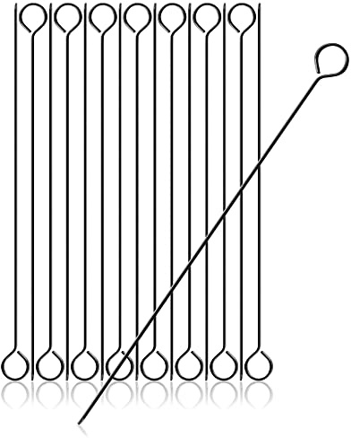 COM-FOUR® 16x Stainless Steel skewers - 32 cm Long Barbecue Skewer - Black Meat Skewer Also for Vegetables and Seafood (32cm)