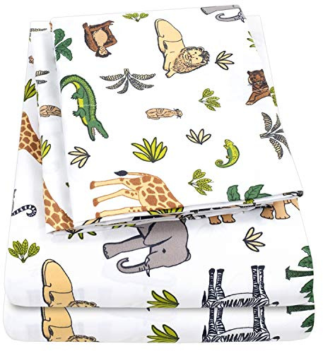 1500 Supreme Kids Bed Sheet Collection - Fun Colorful and Comfortable Boys and Girls Toddler Sheet Sets - Deep Pocket Wrinkle Free Soft and Cozy Bedding - Twin, Wild Animal