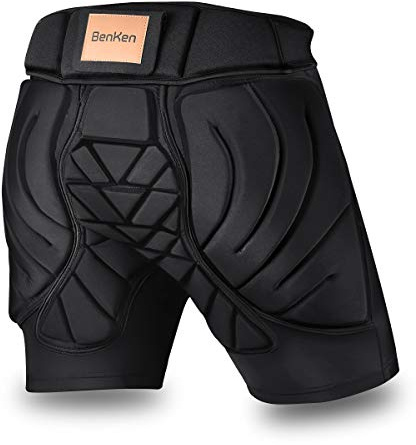 BenKen Pantalones cortos de protección acolchados, para mujeres y hombres, protección 3D, acolchado en la parte superior, transpirable, resistencia a los impactos para snowboard (XXL)