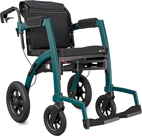 Rollz Motion Performance, Outdoor Rollator und Rollstuhl, 2-in-1, faltbar, Jungle Green