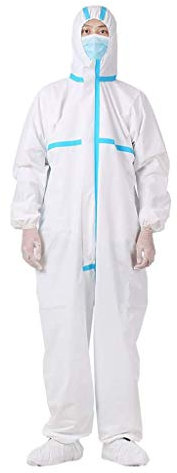 Einmal Isolation Kleider Schutzanzug Jumpsuit Staubdicht Overall Isolationsmantel wasserdicht (XL, Weiß)