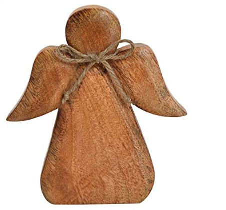 jakopabra Holzengel/Engel aus Holz 20 cm/Schutzengel Figur Holz Deko/Engelsfigur braun