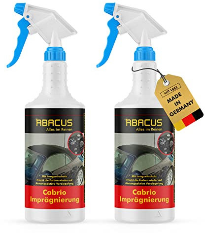 ABACUS® Impregnante cabriolet impermeabilizzante, capottina impermeabilizzante, tetto convertibile impermeabilizzante, tetto in tessuto, spray protettivo convertibile, impregnante convertibile, 2 x