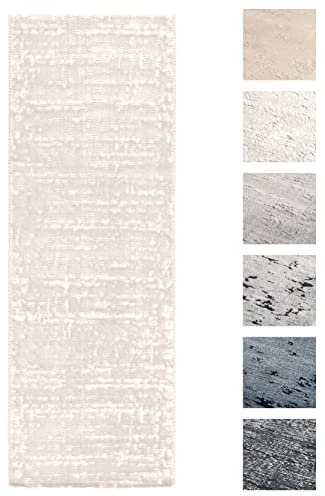 Kurzflor Teppich Laufer Wohnzimmer Weiß 80 x 200 cm, Moderner Kurzflor Teppich, Super Soft