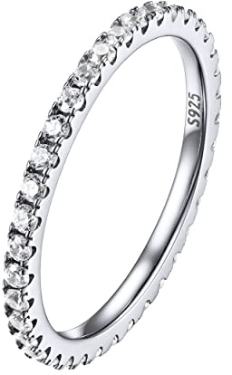 PROSILVER Anelli Donna Argento 925 in Oro Bianco, Anello Cubica Zirconia Infinito con Taglia IT 7-27, Anello di Fidanzamento Donna Ragazza fidanzata per Matrimonio Anniversario