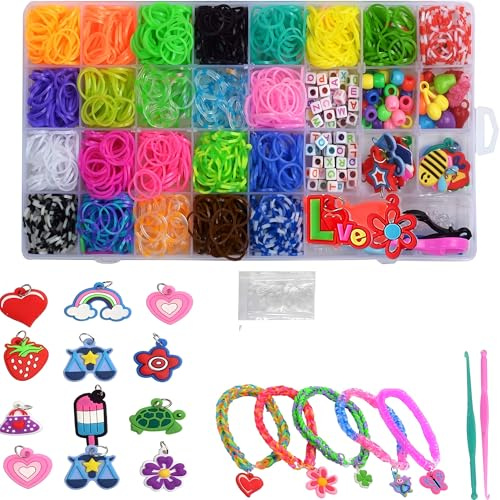 Rubber Bands for Bracelet Making Kit，Loom Bands Kit , Rubber Band Bracelet Kit, Loom Bracelet Making Kit for Kids, Rubber Bands Refill Loom Set,Kids Girls Birthday Gift Kit