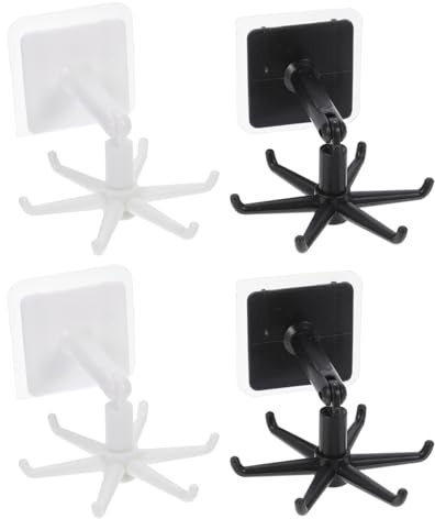 TEHAUX Gancho Adhesivo Plegable Giratorio Ganchos Adhesivos Giratorios Cocina Que Ahorra Espacio Colgador De Pared Giratorio Multi- Abdominales Utensilios Cocina Toalla 4 Piezas