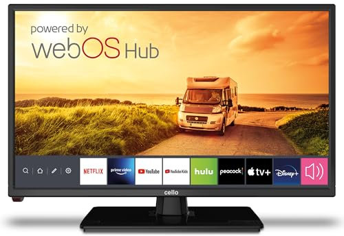 Cello 12 Volt 22 inch Traveller Smart TV Made in UK (2024) Ultrafast WebOS, Freeview Play, FreeSat, Bluetooth, Disney+, Netflix, Prime Video, Apple TV, BBC. Small TV for Campervans, Motorhomes & Boats