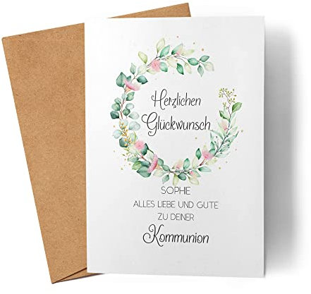 Kiddle-Design Karte Kommunion Mädchen Kommunionskarte Personalisiert Geldgeschenk Sprüche Gratulation zur Erstkommunion Glückwunschkarte