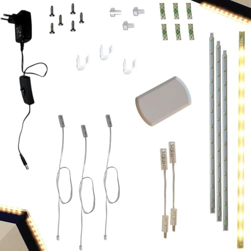 Dapo LED-Lichtleiste 3 x 30cm mit je 12 LEDs je 12 LEDs -0,8 W, Küchen-Regal-Unterbau-Wand-Schrank-Möbel-Schaufenster-Licht-Stab-Stick-Leuchte-Lampe (Warmweiß)