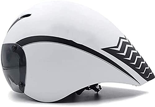 POUR Casque De Triathlon avec Lunettes Magnétiques, Visière Amovible Casque De Vélo, 4 Aérations, Contre-la-Montre De Cyclisme Homme Femme, 55-61 Cm,Blanc,Friendly321