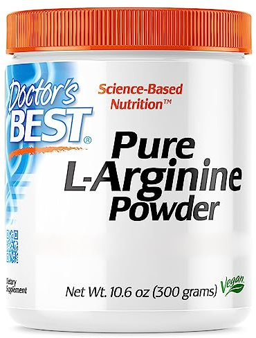 Doctor's Best, Pure L-Arginine Powder, 300g Vegan Powder, Highly Dosed, Amino Acid, Lab-Tested, Gluten-Free, Soy-Free, Vegetarian, Non-GMO