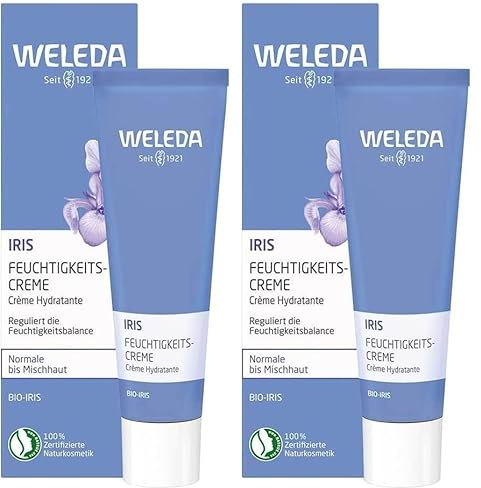WELEDA Bio Iris Ausgleichende Feuchtigkeitspflege, reichhaltige Tages- und Nachtpflege zur intensiven Pflege von trockener Haut, Naturkosmetik Creme reguliert die Feuchtigkeitsbalance (1 x 30 ml)