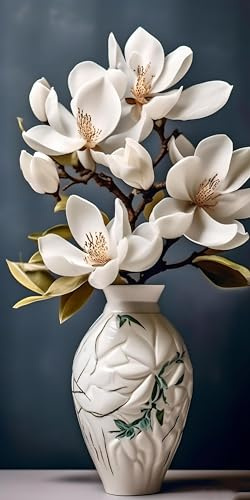 Dooqon Blume Magnolie Diamond Painting Erwachsene Groß XXL 70x40cm, DIY 5D Diamant Painting Bilder, Diamant Kunst Malerei Stickerei Kreuzstich Set, Diamond Painting fur Wohnzimmer Wanddeko Y-61