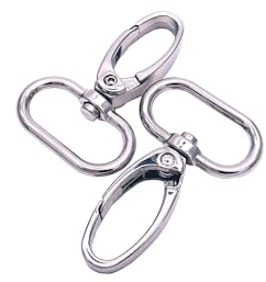 KOTAIFA Karabinerverschlüsse mit Drehgelenk, 2,5 cm, für Geldbörsen, 2,5 cm, silberfarben, Oliven-Clip-Verschluss, Handtaschen-gebogene Karabinerverschlüsse für Riemen, Schlüsselband, Handwerk, 10