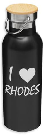 I Love Rhodes Travel City Island Greece Eco, Stainless Steel, Insulated Bottle, Bamboo Lid