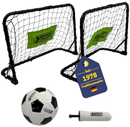 Best Sporting Mini-Goaly-Set I Mini Fußballtor Set inkl. 2X Mini Tore, PVC-Fußball & Mini Luftpumpe I Kinder Fußballtor 60 x 45 x 24 cm I Tornetz mit 4,5cm Maschengröße & Logo-Panel